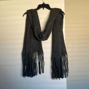 Lucky Brand gray fringe scarf.